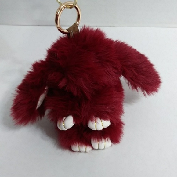 Luxe Accessories - Luxe Burgundy Furry Long Eared Bunny Bag Charm *NWOT*